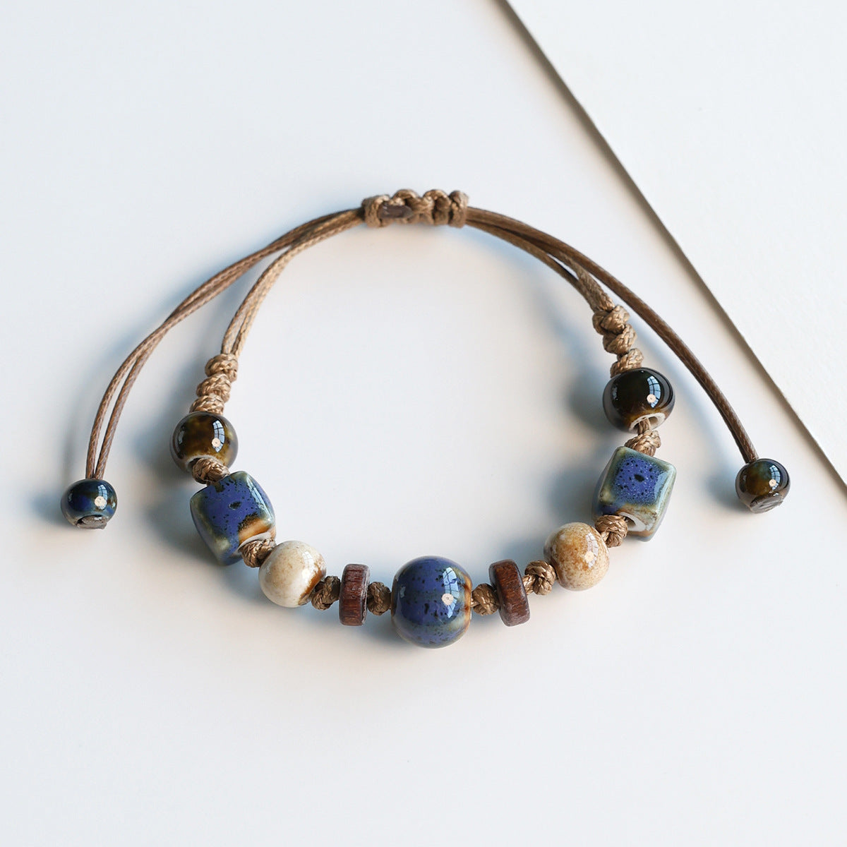 Ethnic Style Ceramic Bracelet for Women Jingdezhen Porcelain Beaded Bracelet