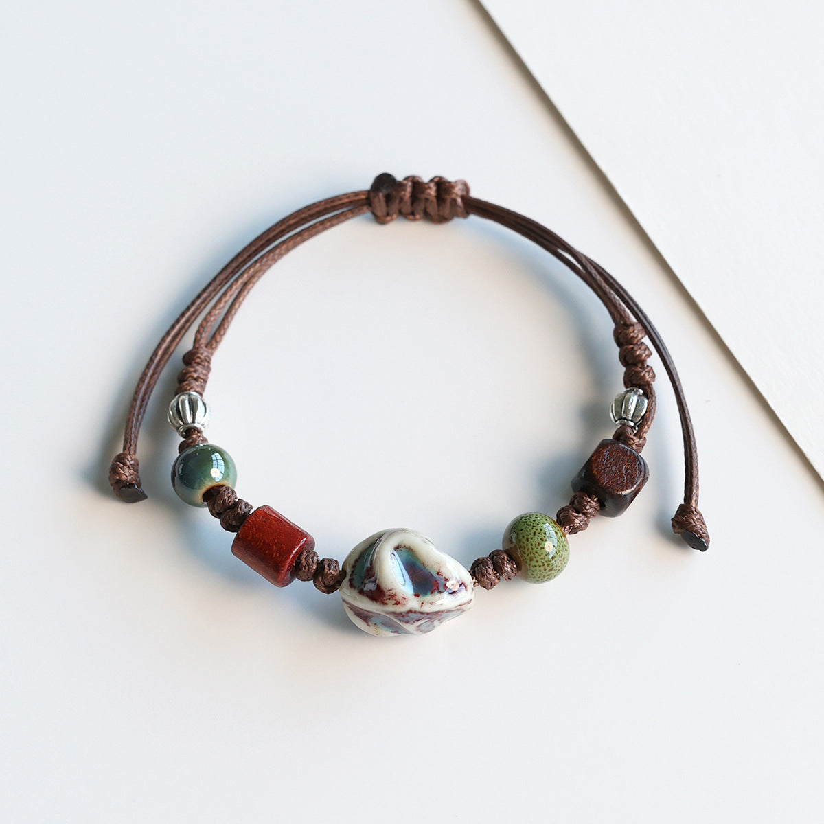 Ethnic Style Ceramic Bracelet for Women Jingdezhen Porcelain Beaded Bracelet