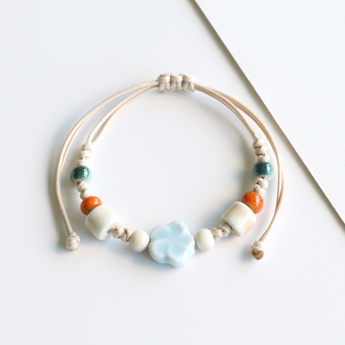 Ethnic Style Ceramic Bracelet for Women Jingdezhen Porcelain Beaded Bracelet