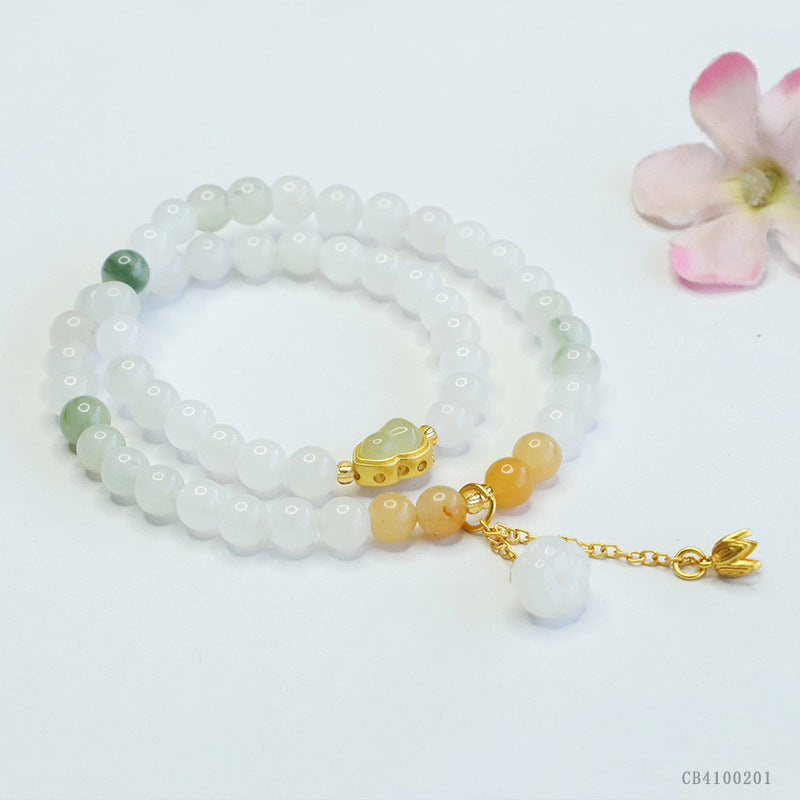 Natural Jade Bracelet Tianshan Jade Double Circle Bracelet Ancient Style Jewelry