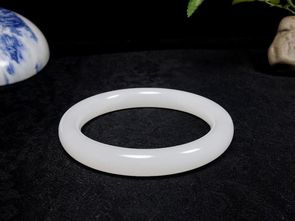 Afghan White Jade Round Bar Bracelet for Women Jade Bracelet White Jade Round Bracelet Manufacturer of Jade Bracelets and Bangles Wholesale