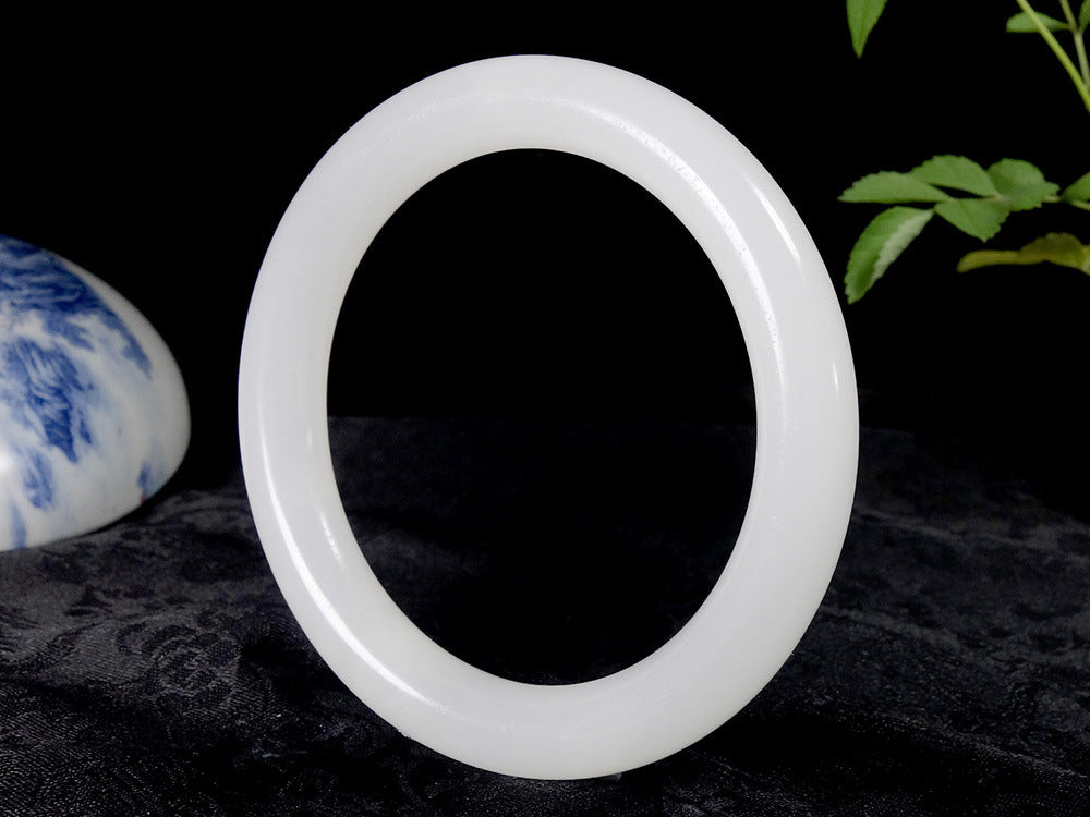 Afghan White Jade Round Bar Bracelet for Women Jade Bracelet White Jade Round Bracelet Manufacturer of Jade Bracelets and Bangles Wholesale