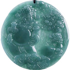 Jade Blue Water Jade Pendant Carved God of Wealth Jade Pendant Hanging Ornament for Wealth Attraction