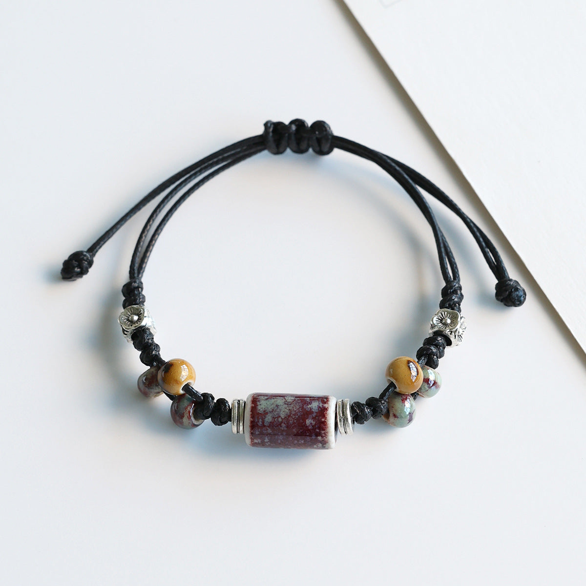 Ethnic Style Ceramic Bracelet for Women Jingdezhen Porcelain Beaded Bracelet