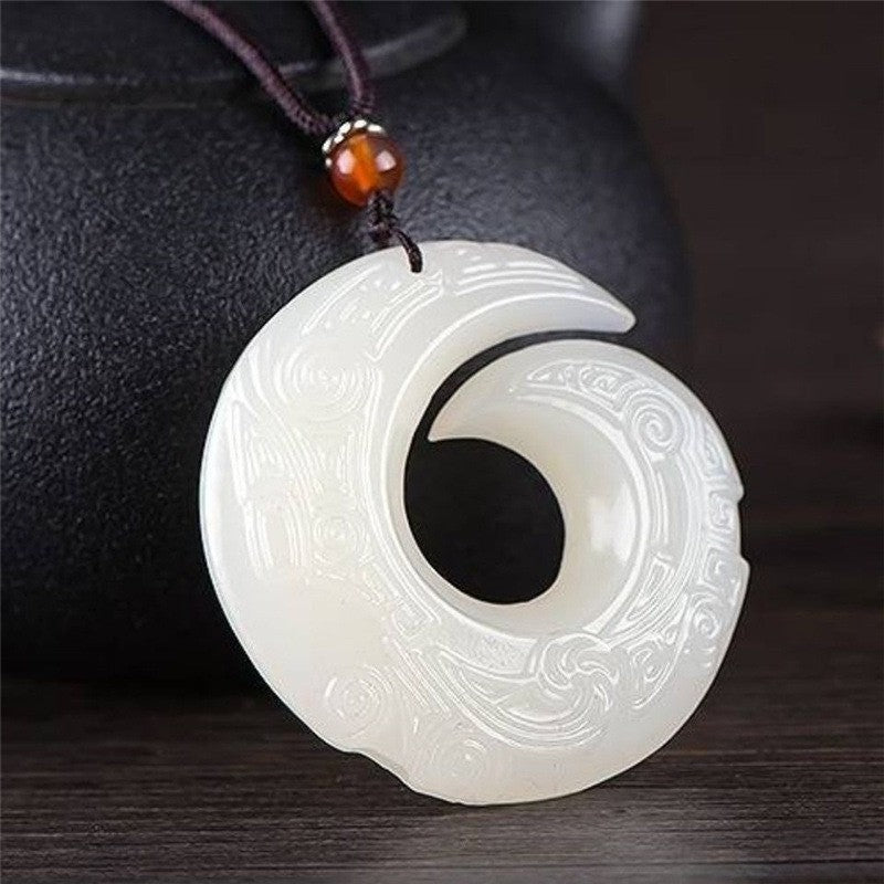 Natural Afghan Jade Fortune Pendant White Jade Hollow Jade Hanging Ornament