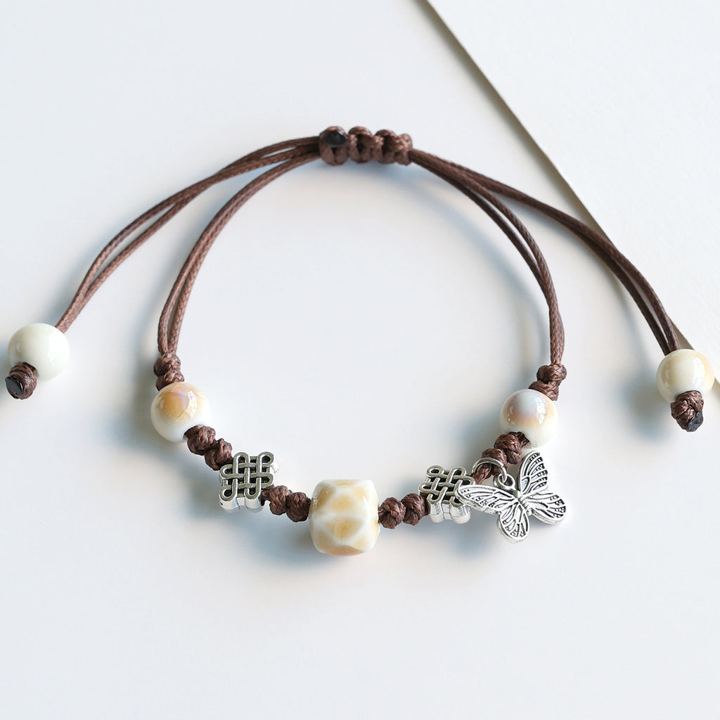 Ethnic Style Ceramic Bracelet for Women Jingdezhen Porcelain Beaded Bracelet