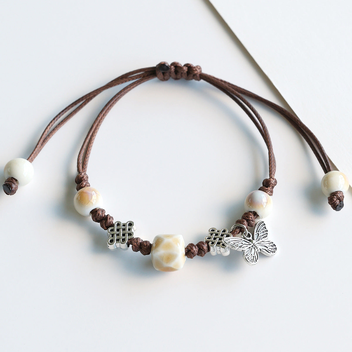 Ethnic Style Ceramic Bracelet for Women Jingdezhen Porcelain Beaded Bracelet