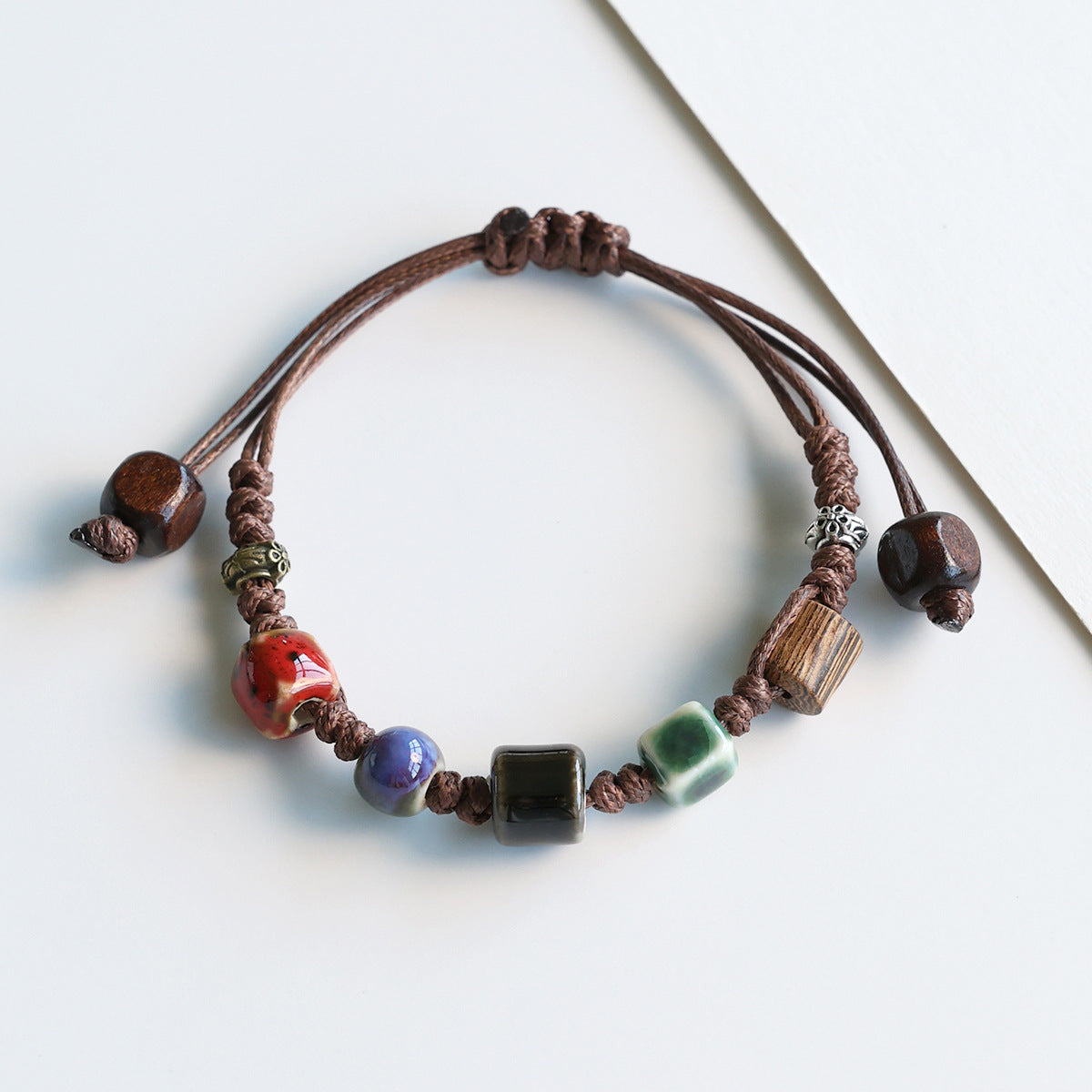 Ethnic Style Ceramic Bracelet for Women Jingdezhen Porcelain Beaded Bracelet