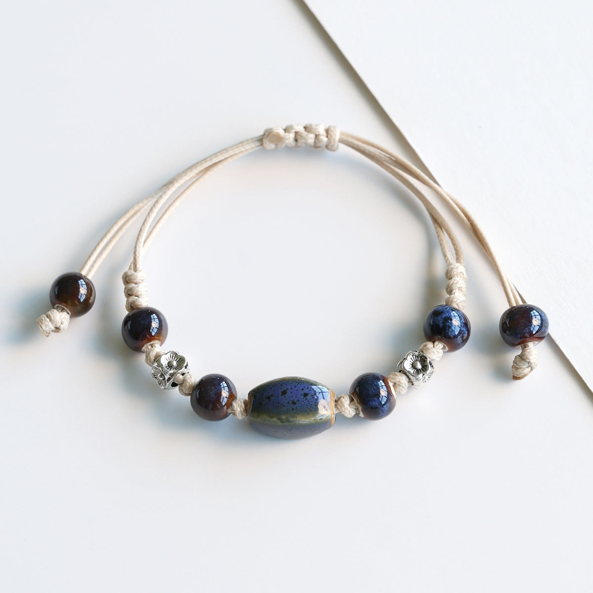 Ethnic Style Ceramic Bracelet for Women Jingdezhen Porcelain Beaded Bracelet