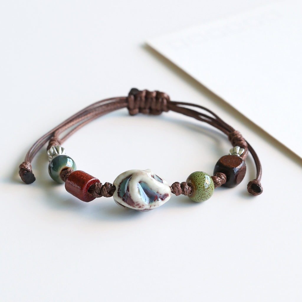 Ethnic Style Ceramic Bracelet for Women Jingdezhen Porcelain Beaded Bracelet
