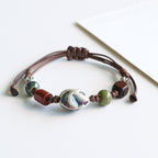 Ethnic Style Ceramic Bracelet for Women Jingdezhen Porcelain Beaded Bracelet