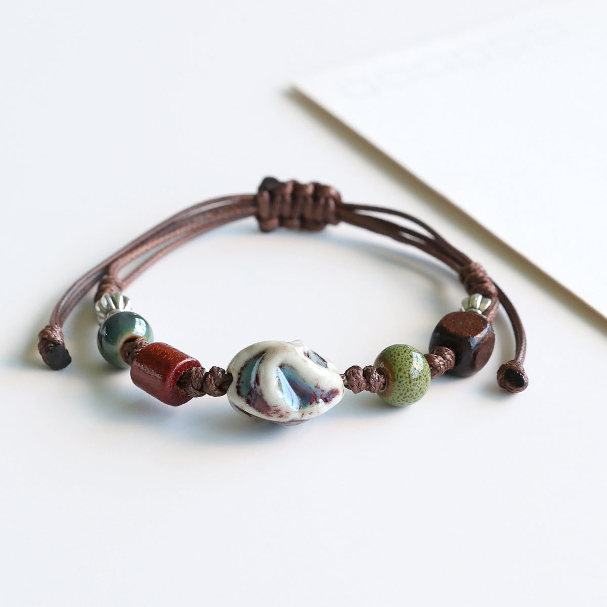 Ethnic Style Ceramic Bracelet for Women Jingdezhen Porcelain Beaded Bracelet