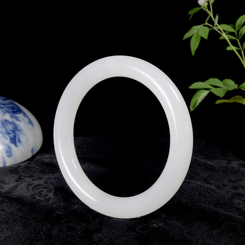 Afghan White Jade Round Bar Bracelet for Women Jade Bracelet White Jade Round Bracelet Manufacturer of Jade Bracelets and Bangles Wholesale