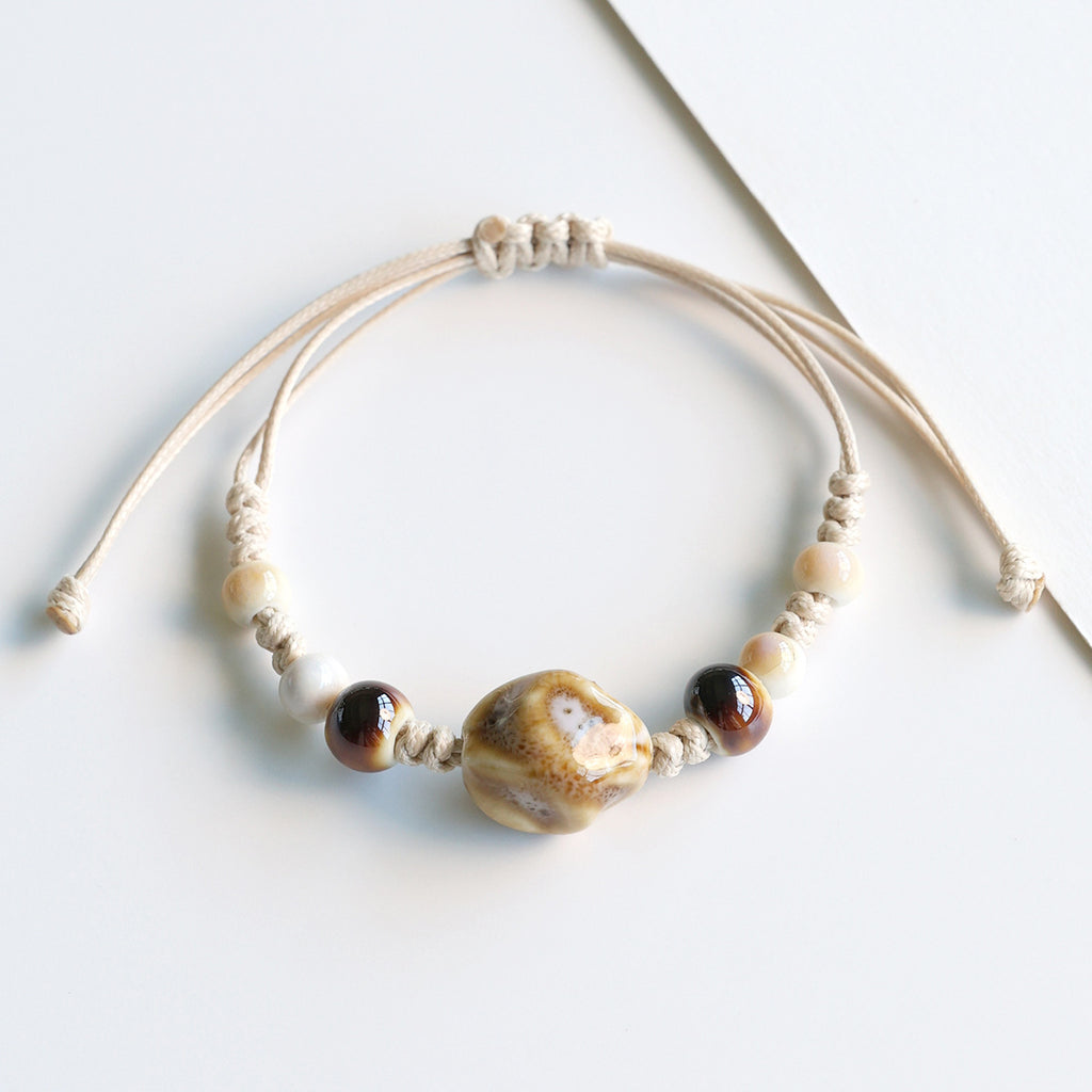 Ethnic Style Ceramic Bracelet for Women Jingdezhen Porcelain Beaded Bracelet