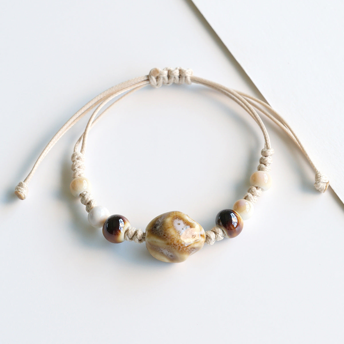 Ethnic Style Ceramic Bracelet for Women Jingdezhen Porcelain Beaded Bracelet