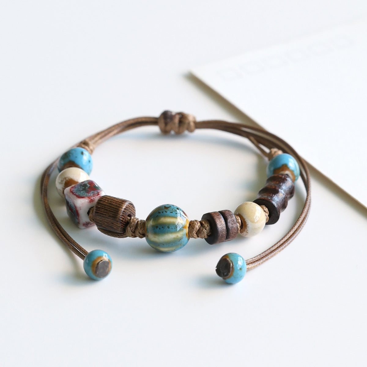 Ethnic Style Ceramic Bracelet for Women Jingdezhen Porcelain Beaded Bracelet