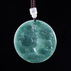 Jade Blue Water Jade Pendant Carved God of Wealth Jade Pendant Hanging Ornament for Wealth Attraction