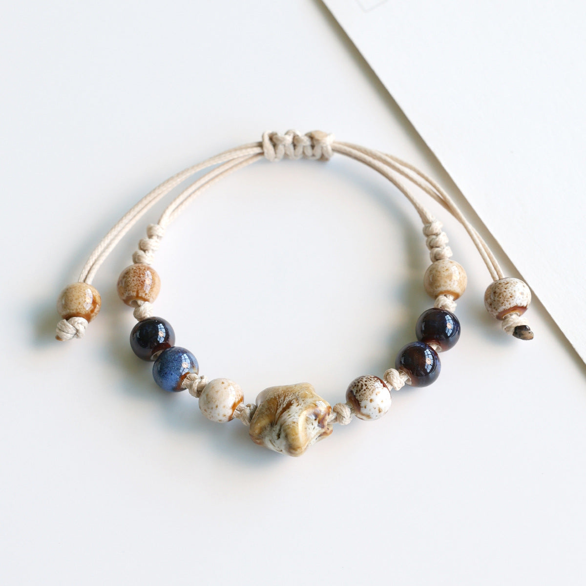 Ethnic Style Ceramic Bracelet for Women Jingdezhen Porcelain Beaded Bracelet