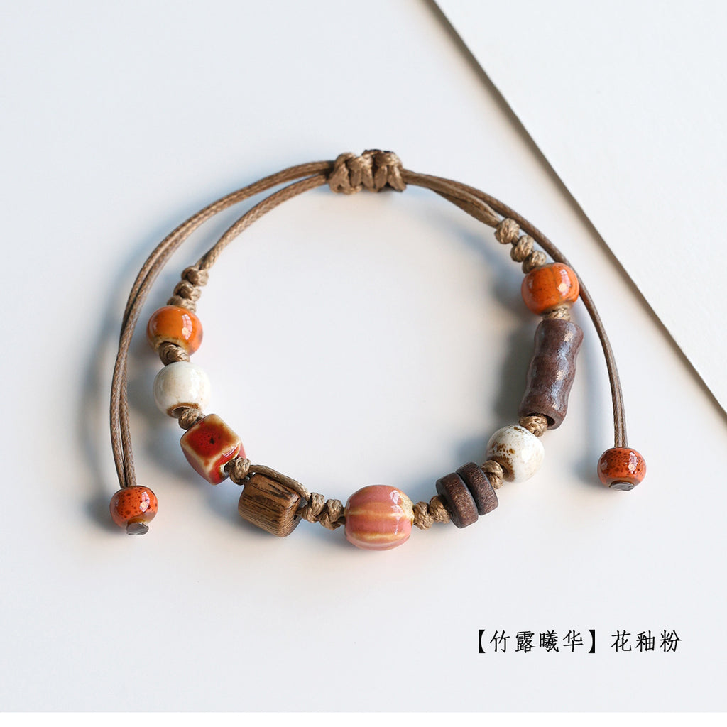 Ethnic Style Ceramic Bracelet for Women Jingdezhen Porcelain Beaded Bracelet