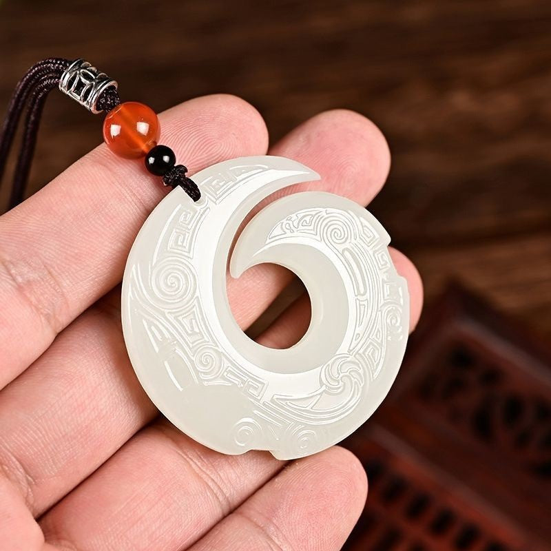 Natural Afghan Jade Fortune Pendant White Jade Hollow Jade Hanging Ornament
