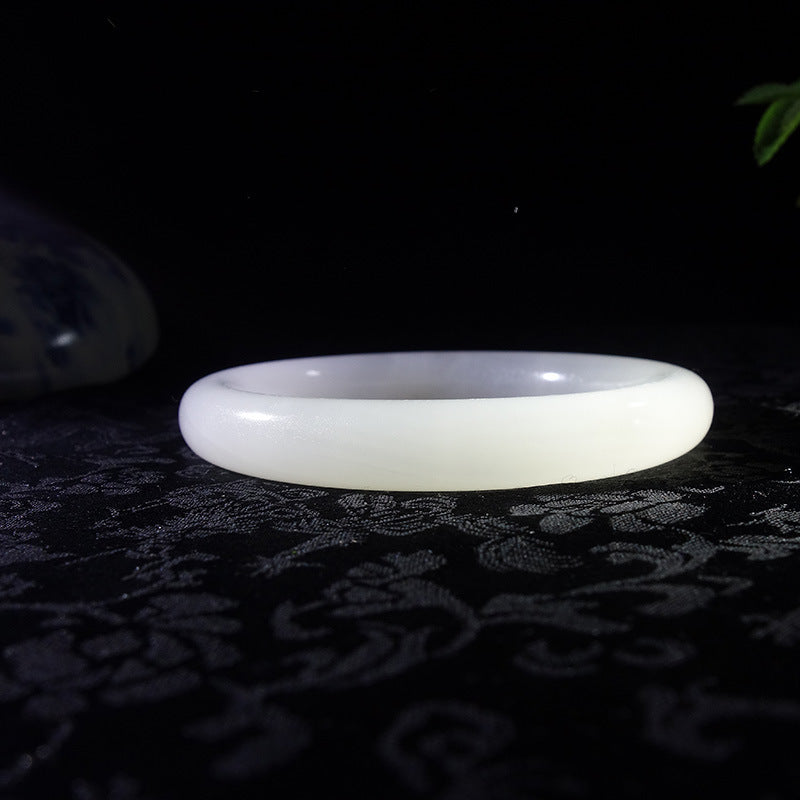 Afghan White Jade Round Bar Bracelet for Women Jade Bracelet White Jade Round Bracelet Manufacturer of Jade Bracelets and Bangles Wholesale