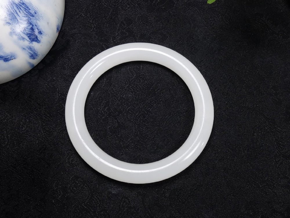 Afghan White Jade Round Bar Bracelet for Women Jade Bracelet White Jade Round Bracelet Manufacturer of Jade Bracelets and Bangles Wholesale
