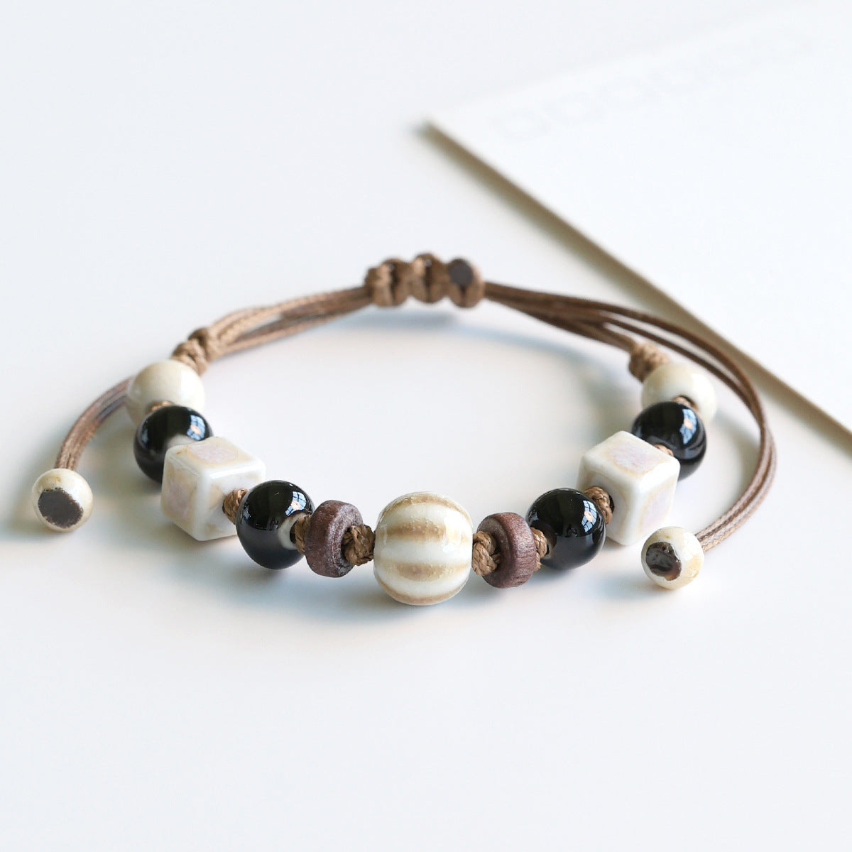Ethnic Style Ceramic Bracelet for Women Jingdezhen Porcelain Beaded Bracelet