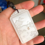 Afghan White Jade Landscape Plaque Exquisite Carving Fine Workmanship Jade Peace Plaque Men's Grand Landscape Plaque Jade Plaque Hanging Ornament Wholesale