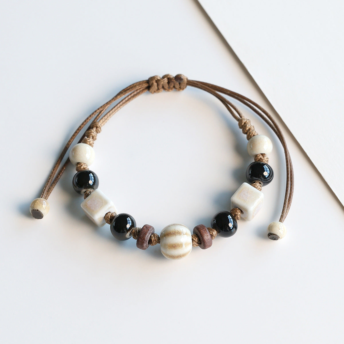 Ethnic Style Ceramic Bracelet for Women Jingdezhen Porcelain Beaded Bracelet