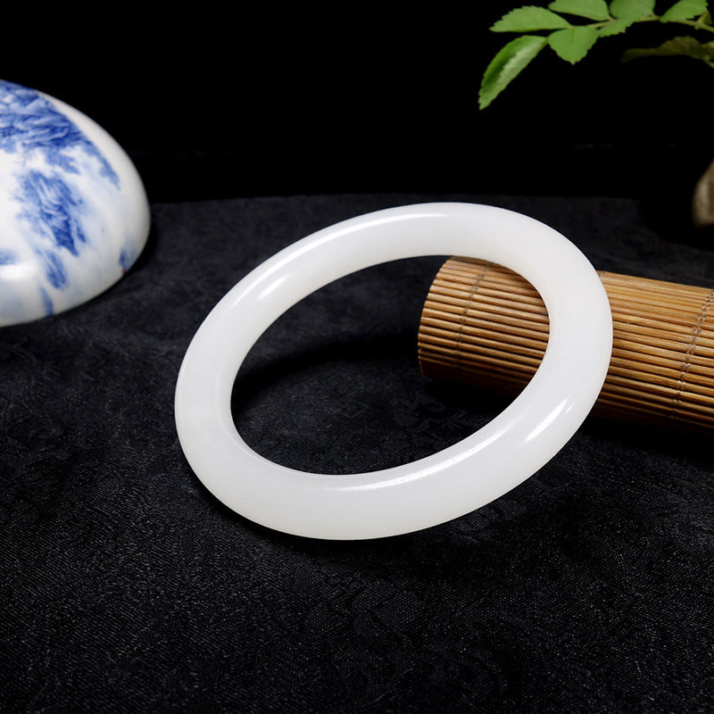 Afghan White Jade Round Bar Bracelet for Women Jade Bracelet White Jade Round Bracelet Manufacturer of Jade Bracelets and Bangles Wholesale