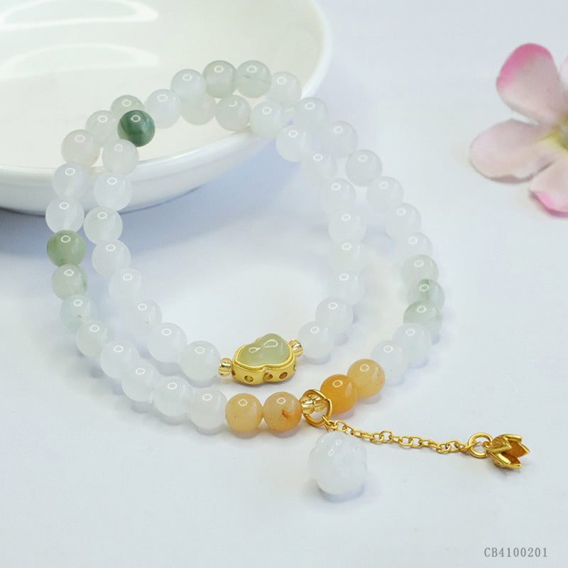 Natural Jade Bracelet Tianshan Jade Double Circle Bracelet Ancient Style Jewelry