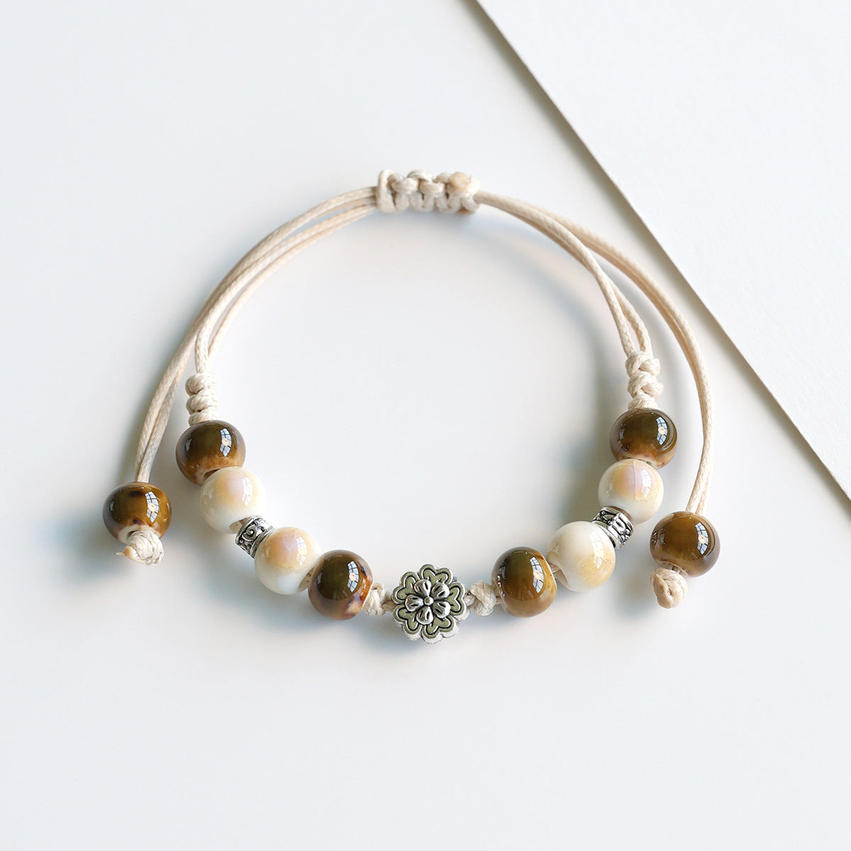 Ethnic Style Ceramic Bracelet for Women Jingdezhen Porcelain Beaded Bracelet