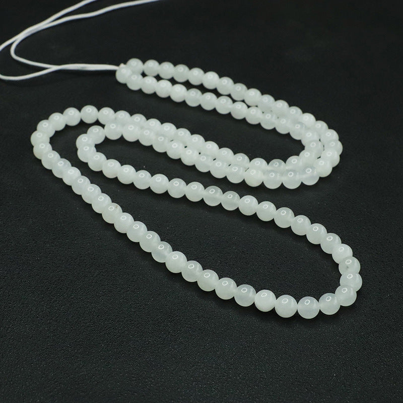 Natural Hetian Jade White Jade 108 Buddha Beads Handmade Necklace