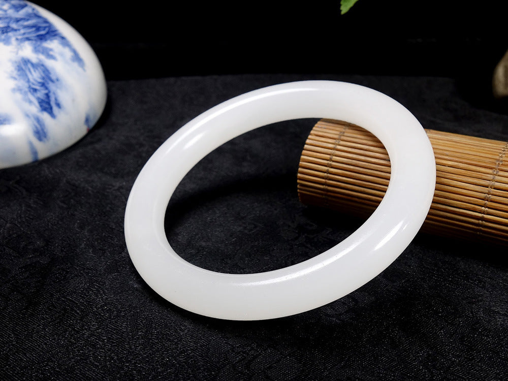 Afghan White Jade Round Bar Bracelet for Women Jade Bracelet White Jade Round Bracelet Manufacturer of Jade Bracelets and Bangles Wholesale