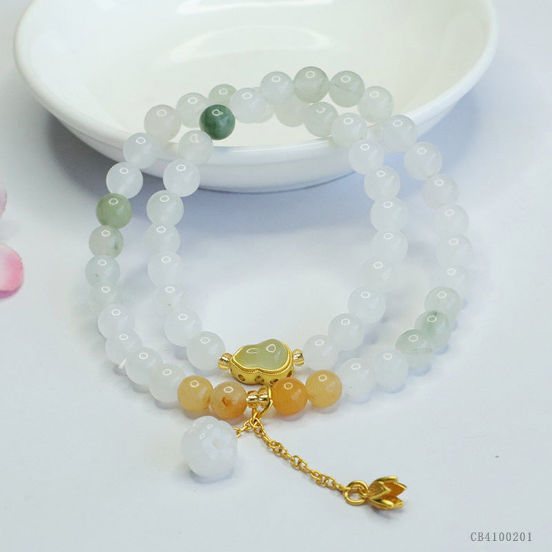 Natural Jade Bracelet Tianshan Jade Double Circle Bracelet Ancient Style Jewelry