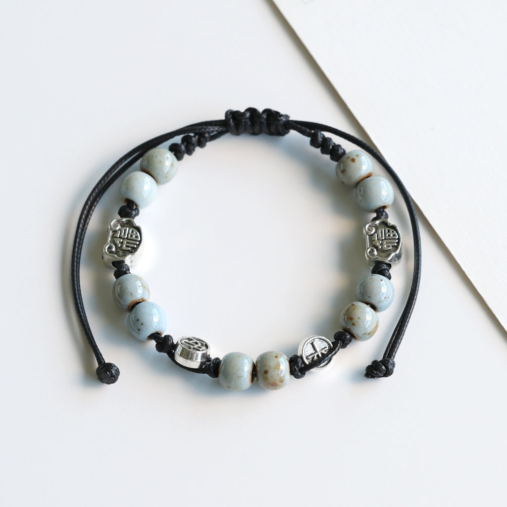 Ethnic Style Ceramic Bracelet for Women Jingdezhen Porcelain Beaded Bracelet