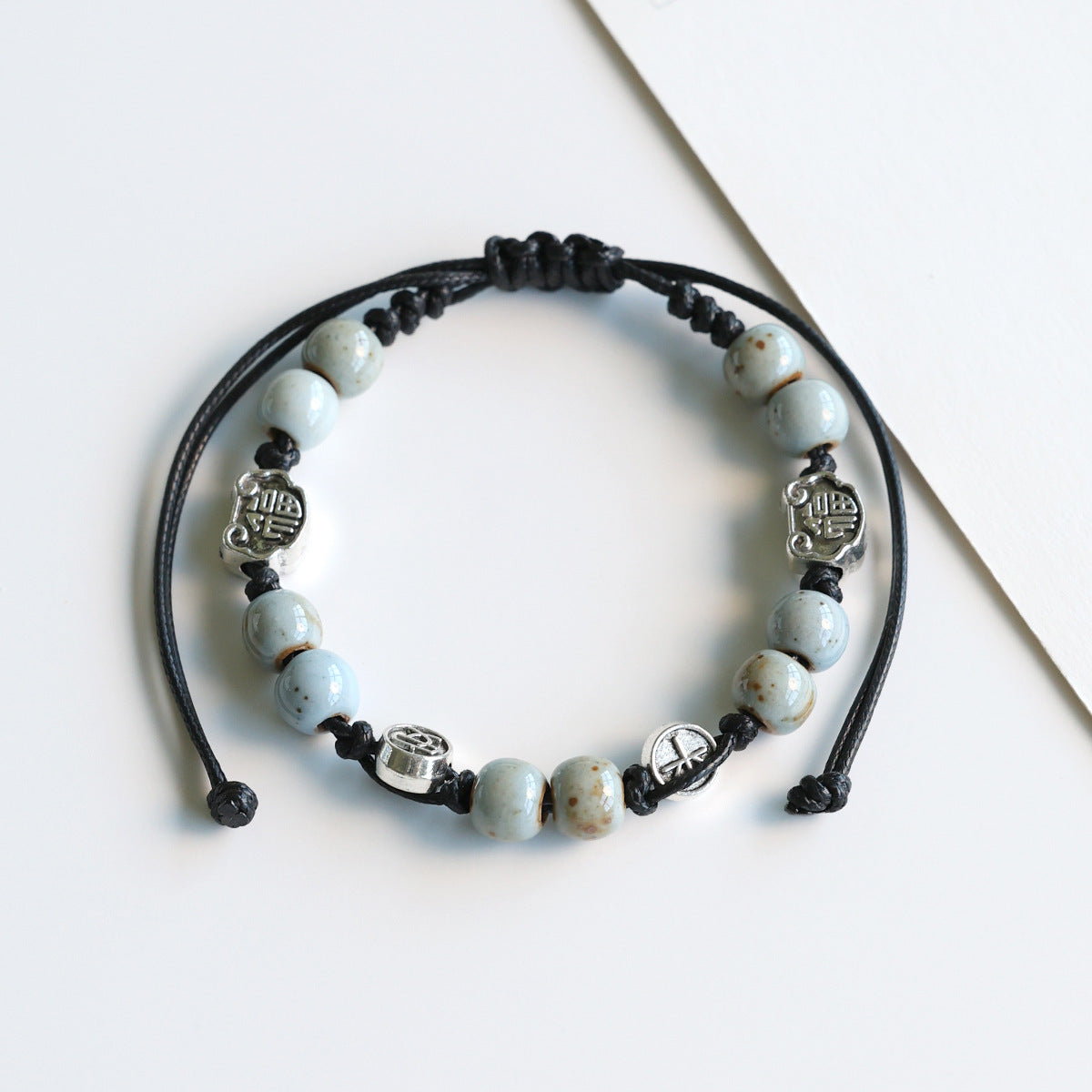 Ethnic Style Ceramic Bracelet for Women Jingdezhen Porcelain Beaded Bracelet