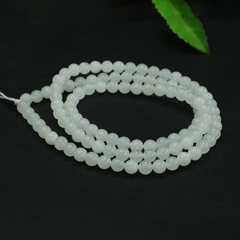 Natural Hetian Jade White Jade 108 Buddha Beads Handmade Necklace