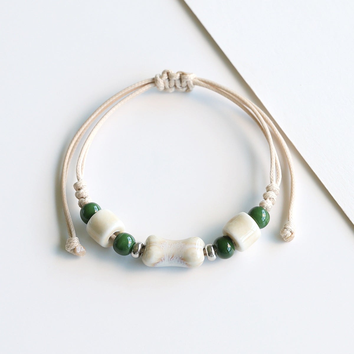 Ethnic Style Ceramic Bracelet for Women Jingdezhen Porcelain Beaded Bracelet