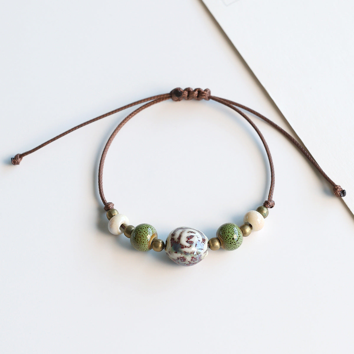 Ethnic Style Ceramic Bracelet for Women Jingdezhen Porcelain Beaded Bracelet