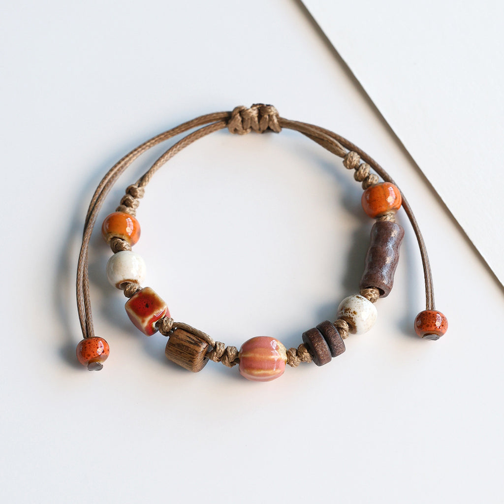 Ethnic Style Ceramic Bracelet for Women Jingdezhen Porcelain Beaded Bracelet