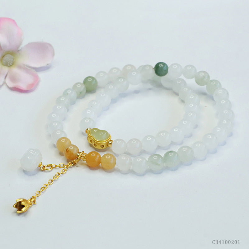 Natural Jade Bracelet Tianshan Jade Double Circle Bracelet Ancient Style Jewelry