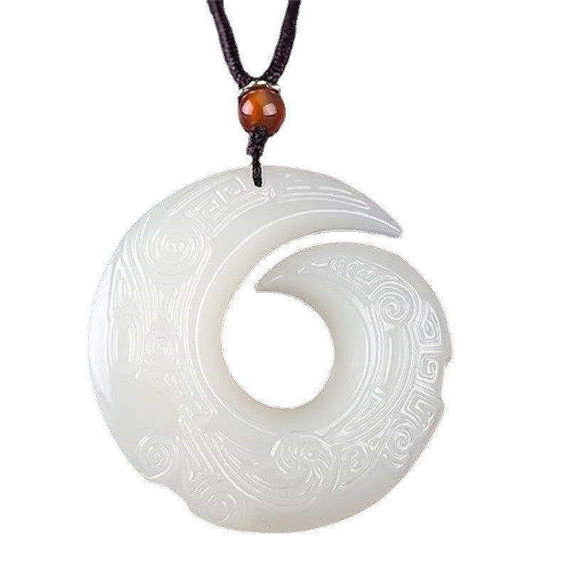 Natural Afghan Jade Fortune Pendant White Jade Hollow Jade Hanging Ornament