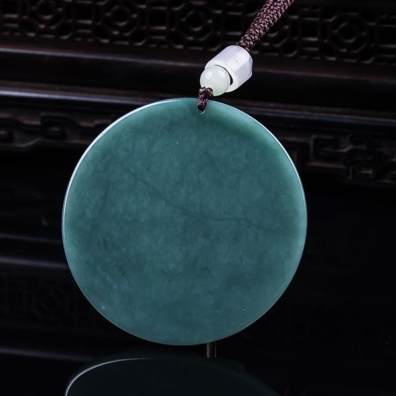 Jade Blue Water Jade Pendant Carved God of Wealth Jade Pendant Hanging Ornament for Wealth Attraction