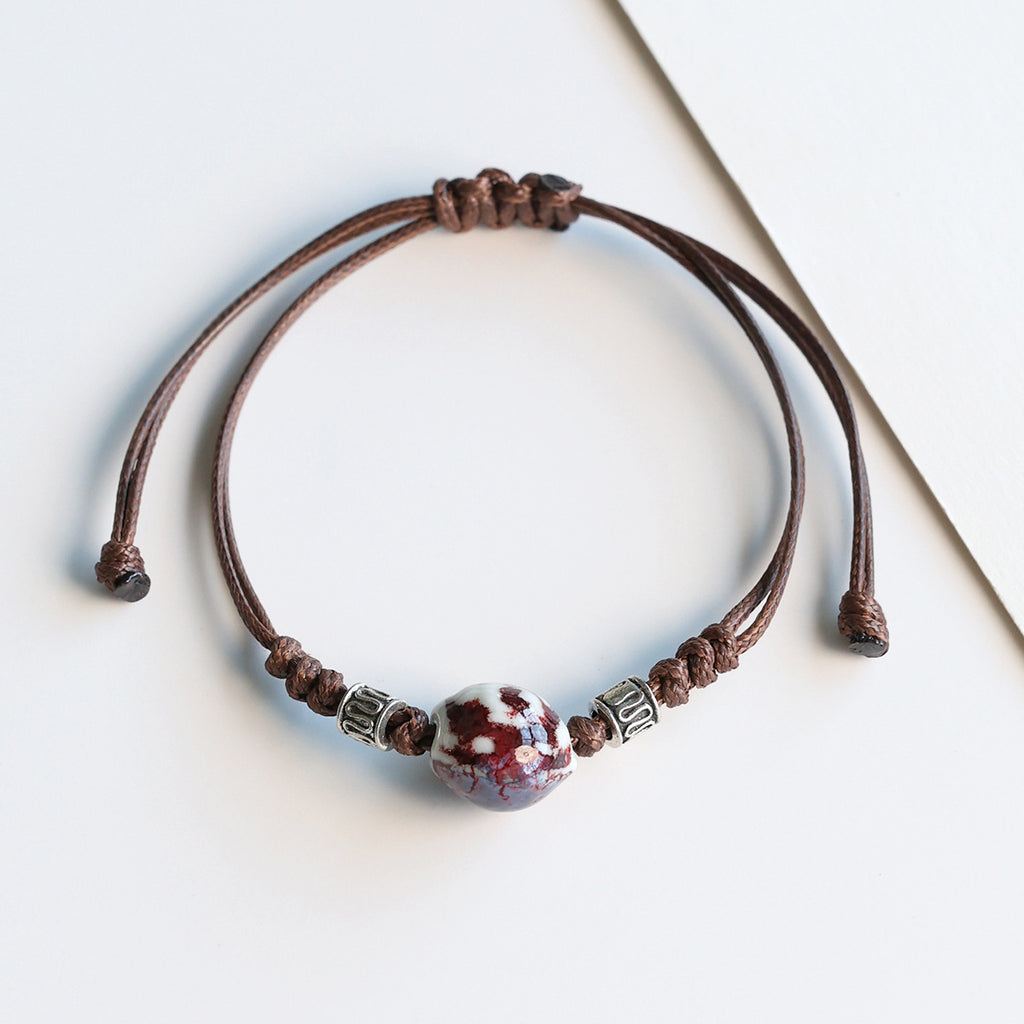Ethnic Style Ceramic Bracelet for Women Jingdezhen Porcelain Beaded Bracelet