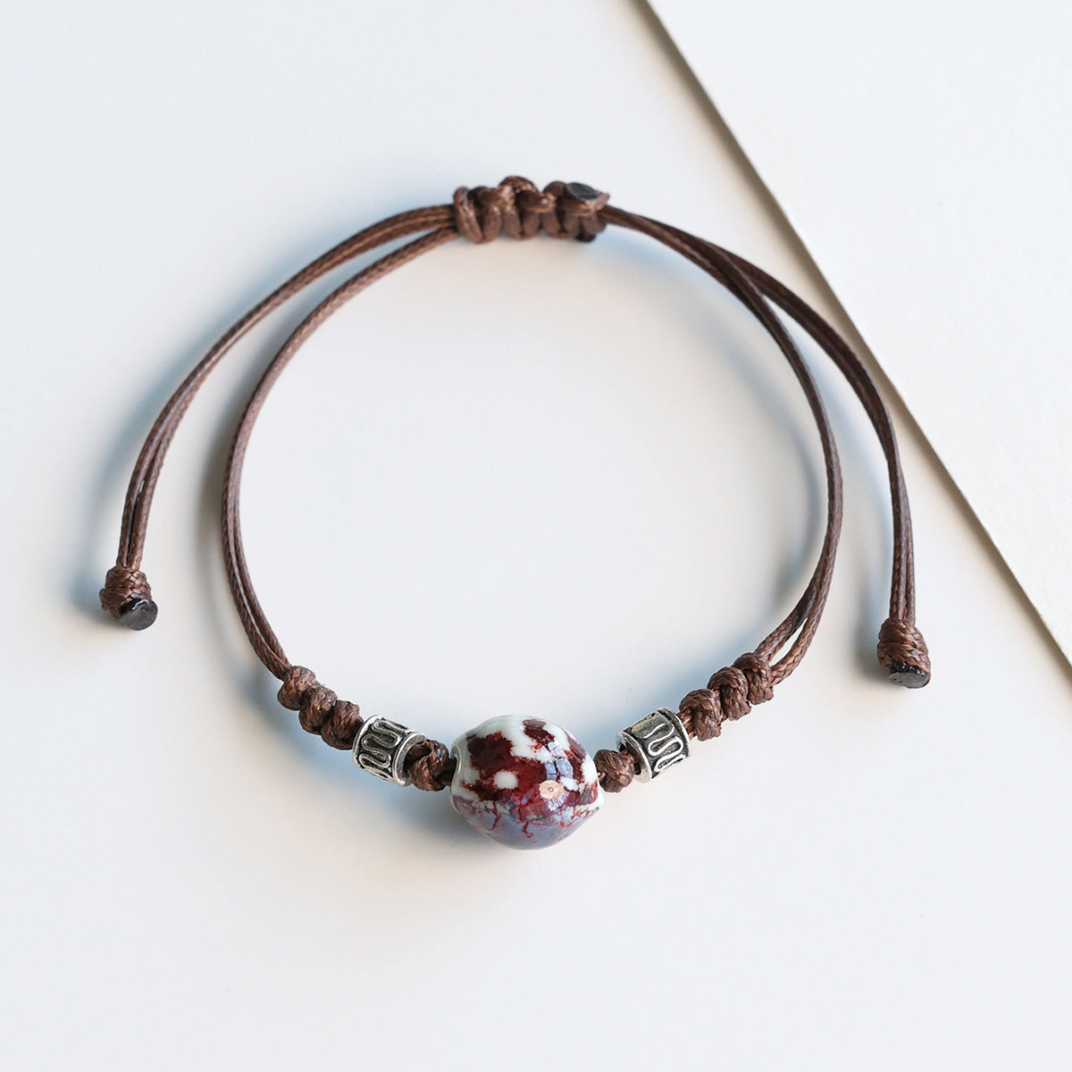 Ethnic Style Ceramic Bracelet for Women Jingdezhen Porcelain Beaded Bracelet
