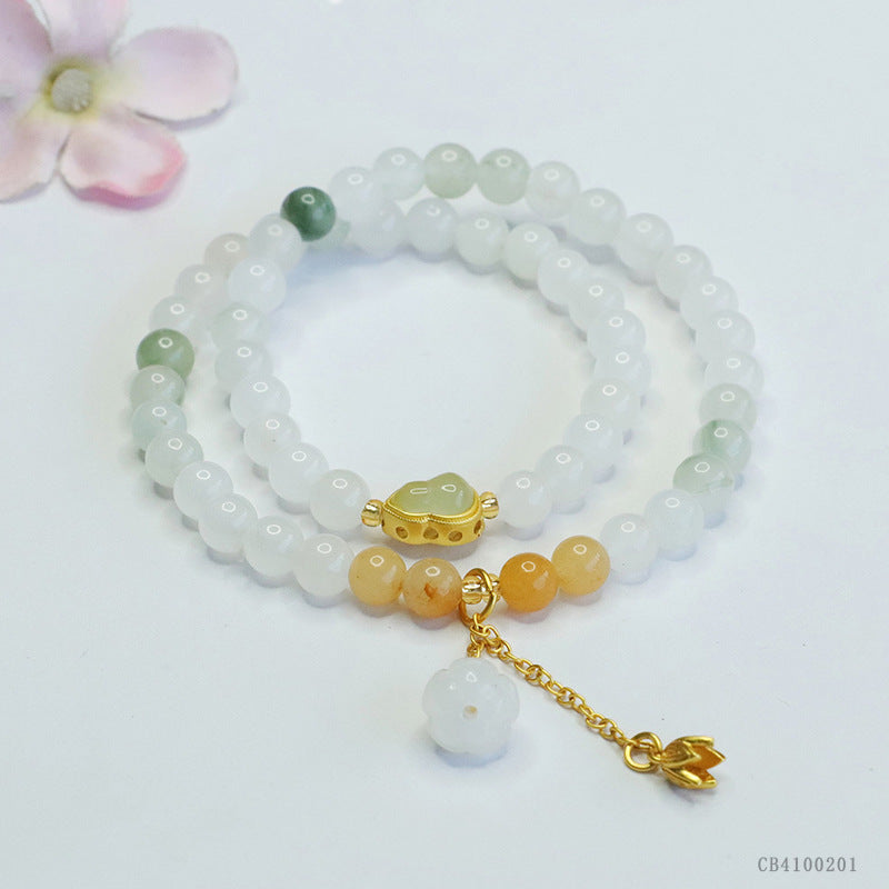 Natural Jade Bracelet Tianshan Jade Double Circle Bracelet Ancient Style Jewelry