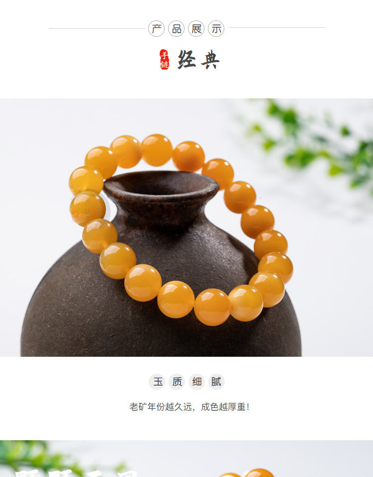 Natural Yellow Jade Bracelet Yellow Dragon Jade Bracelet
