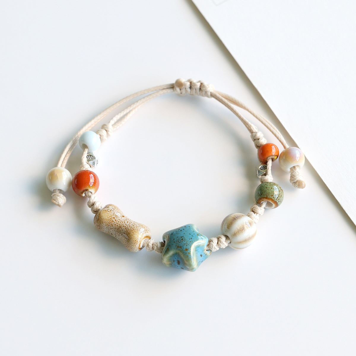 Ethnic Style Ceramic Bracelet for Women Jingdezhen Porcelain Beaded Bracelet