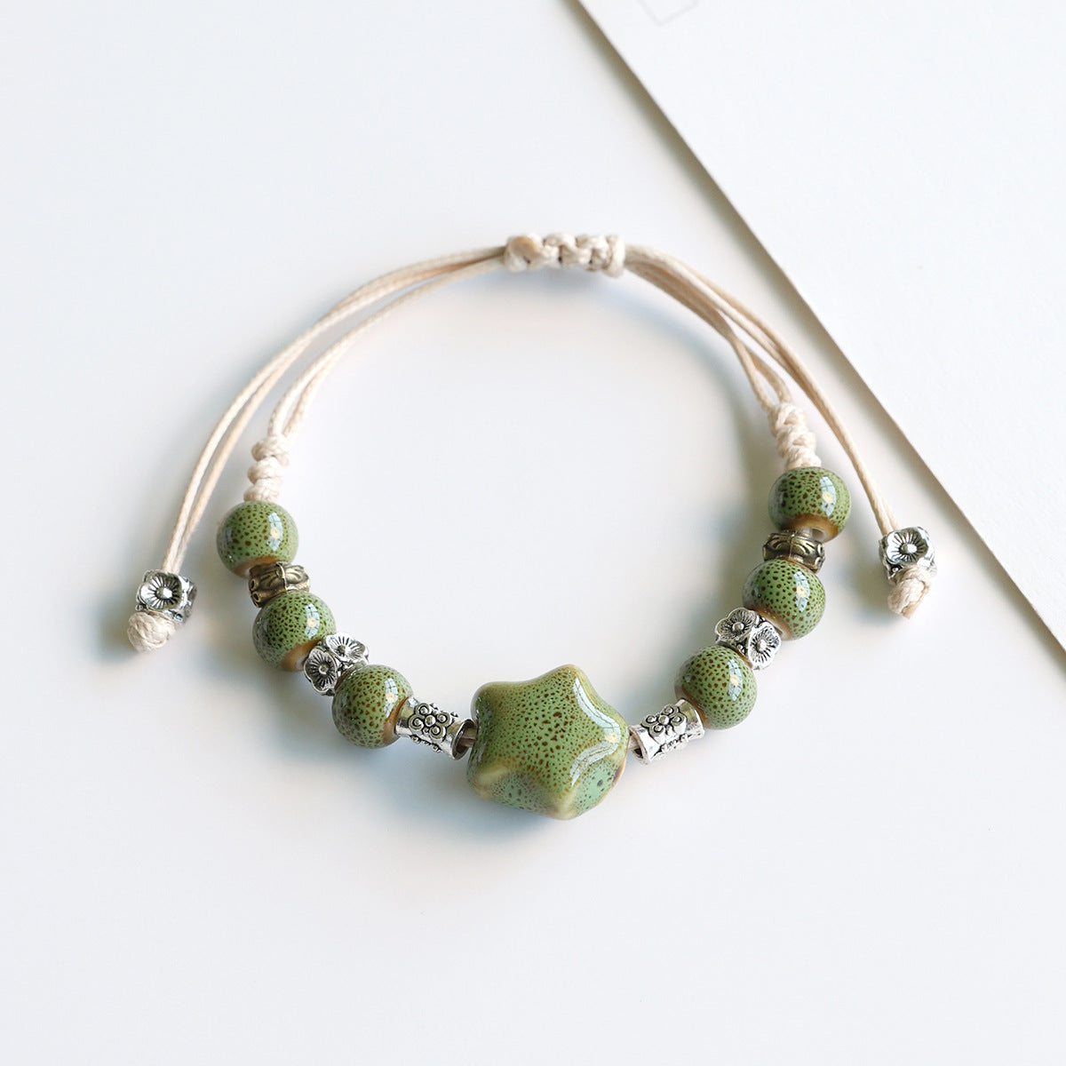 Ethnic Style Ceramic Bracelet for Women Jingdezhen Porcelain Beaded Bracelet